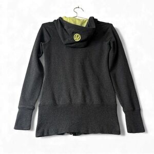 Lululemon Women's Zip-up Hoodie Size 4 Black/Gray/Yellow Pockets long sleeve